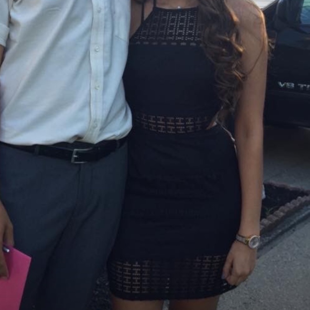 Black Lace Cutout Dress